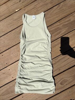 Aritzia TNA Sleeveless Ruched Tank Dress in Sage